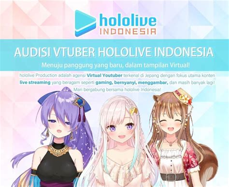Visit the group page of hololive to see which VTubers are connected to them. . First vtuber in indonesia